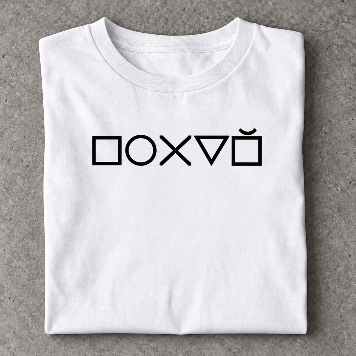 Slavikstyle pohui-t-shirt – Weiß – Mockup auf Beton